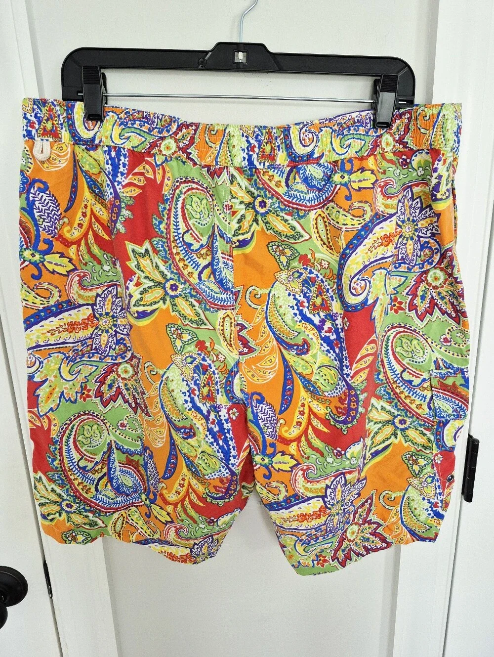 Vtg 90s Polo Ralph Lauren Paisley Multi Swim Trunks Beach Coastal Spring Summer